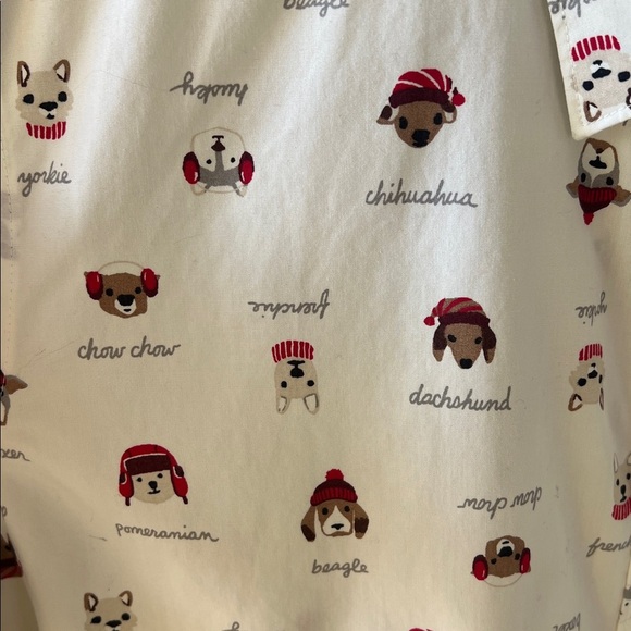 Land’s End 18P No Iron Supima Christmas Dogs Novelty Print Button Down Shirt - Picture 5 of 9